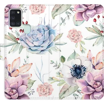 Pouzdro na mobilní telefon Flipové pouzdro iSaprio - Succulents Pattern - Samsung Galaxy A21s