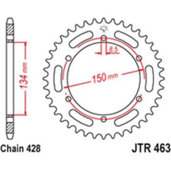 Řetězová sada pro motocykl Zadní rozeta Ocelová JTR463 48 zubů