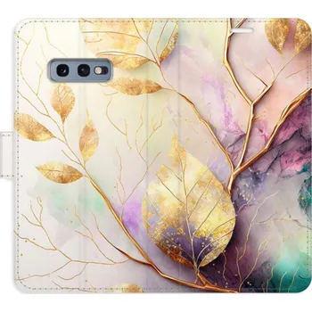 Pouzdro na mobilní telefon Flipové pouzdro iSaprio - Gold Leaves 02 - Samsung Galaxy S10e