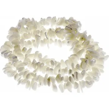 Dětské navlékací korálky Perleťové zlomky, bílé, 9-13 mm, návlek 81 cm