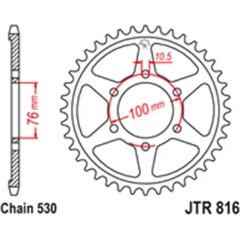 Řetězová sada pro motocykl Zadní rozeta Ocelová JTR816 39 zubů