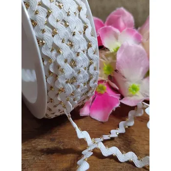 Stuha Hadovka - vlnovka s lurexem šíře 4 mm bílá zlatá