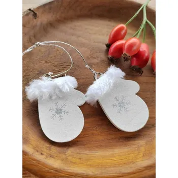 Vánoční dekorace Vánoční dekorace dřevěná rukavice bílo stříbrná