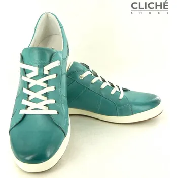 Dámské polobotky Tyrkysové kožené městské tenisky, Caren 01, nadměrné 43