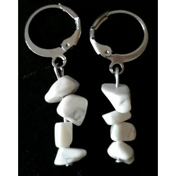 Náušnice Magnezitové sekané naušnice s chir.ocelí