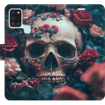 Pouzdro na mobilní telefon Flipové pouzdro iSaprio - Skull in Roses 02 - Samsung Galaxy A21s