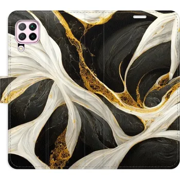 Pouzdro na mobilní telefon Flipové pouzdro iSaprio - BlackGold Marble - Huawei P40 Lite