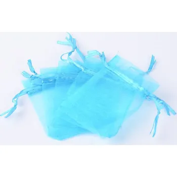 Svatební dekorace Organzový sáček, 10x15 cm, modrá tyrkysová, 1ks