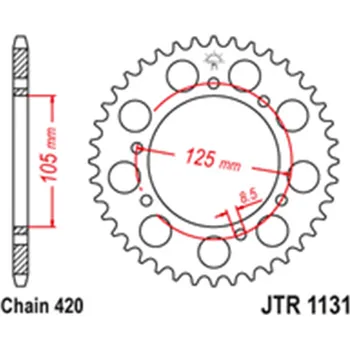 Řetězová sada pro motocykl Zadní rozeta Ocelová JTR1131 60 zubů
