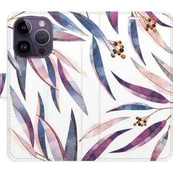 Pouzdro na mobilní telefon Flipové pouzdro iSaprio - Ornamental Leaves - iPhone 14 Pro