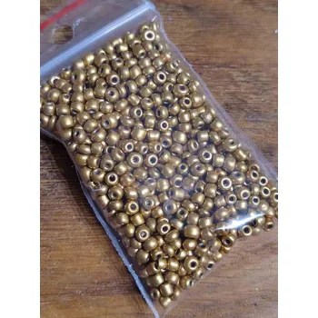 Dětské navlékací korálky Rokajl 8/0 - 3 mm metalický, neprůhledný 20 g barva zlatá