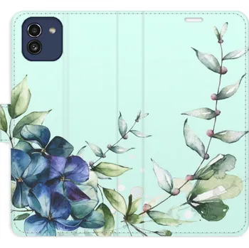 Pouzdro na mobilní telefon Flipové pouzdro iSaprio - Blue Flowers - Samsung Galaxy A03