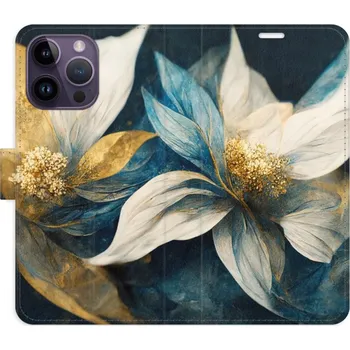 Pouzdro na mobilní telefon Flipové pouzdro iSaprio - Gold Flowers - iPhone 14 Pro Max