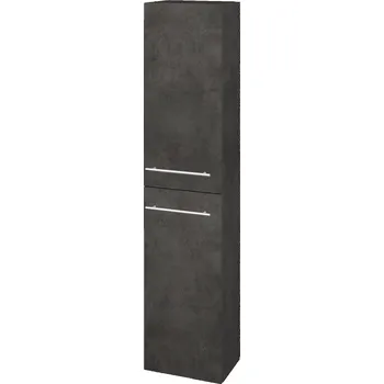 Koupelnový nábytek Dřevojas Vysoká skříň DOS SV1D2 35 - D16 Beton tmavý / Úchytka T02 / D16 Beton tmavý / Levé