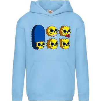 Chlapecká mikina detska_mikina_klokanka_potisk_lebky_Simpson Barva: Sky blue - nebesky modrá, velikost: 128