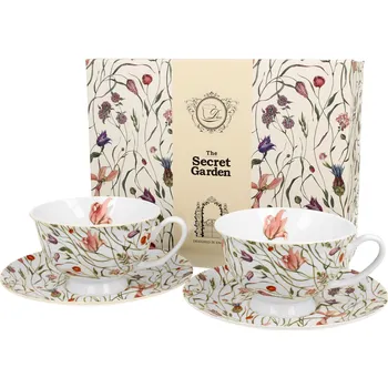 DUO Gifts DG - Porcelánové šálky s podšálky FLOWER MEADOW v dárkové krabičce 2 ks - 250 ml