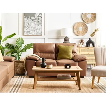 Pohovka Pohovka Zlatohnědá 2místná obývací pokoj z umělé kůže Beliani