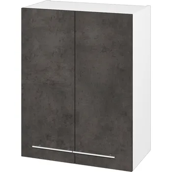 Koupelnový nábytek Dřevojas Horní skříňka DOS SYD2 60 - N01 Bílá lesk / Úchytka T02 / D16 Beton tmavý