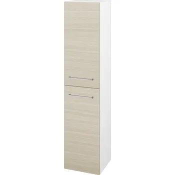 Koupelnový nábytek Dřevojas Vysoká skříň DOS SVD2 35 - N01 Bílá lesk / Úchytka T04 / D04 Dub / Levé