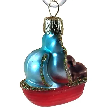 Vánoční dekorace Vánoční figurka loď 3,5cm