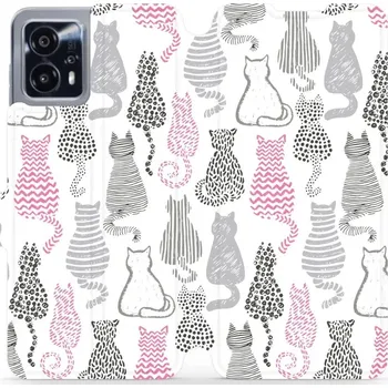 Pouzdro na mobilní telefon Flipové pouzdro Mobiwear - Motorola Moto G13 - MX01S Kočičí zádíčka (Knížkové flip pouzdro, obal, kryt na mobil Motorola Moto G13 - MX01S Kočičí zádíčka, materiál Umělá kůže + TPU - ochrana 360°, stojánek, silikonová vanička, magnetické zavírání)