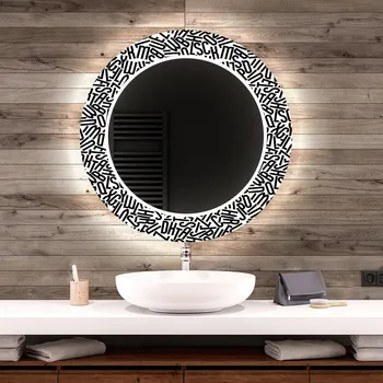 Zrcadlo Kulaté dekorativní zrcadlo s LED osvětlením do koupelny - Letters