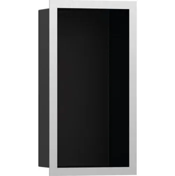 Koupelnový nábytek Hansgrohe XtraStoris Individual KARTÁČOVANÁ NEREZOVÁ OCEL Výklenek do stěny matná černá, s designovým rámem 300/150/100