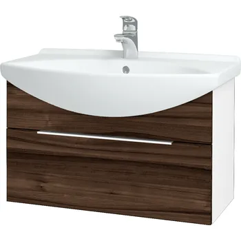 Koupelnový nábytek Dřevojas Koupelnová skříňka TAKE IT SZZ 75 - N01 Bílá lesk / Úchytka T05 / D06 Ořech