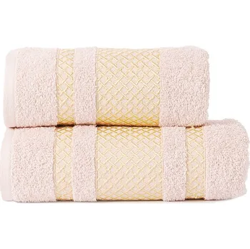 Osuška Bavlněná froté osuška s bordurou LIONEL 70x140 cm, pudrová/zlatá, 450 gr Mybesthome