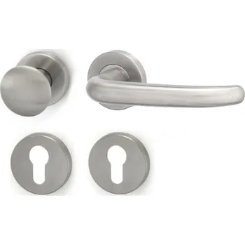 Dveřní kování HOLAR Dveřní kování METAL TUBE MT 04 s koulí a rozetou Provedení: klika pravá PZ/koule, Rozeta: HR - hranatá