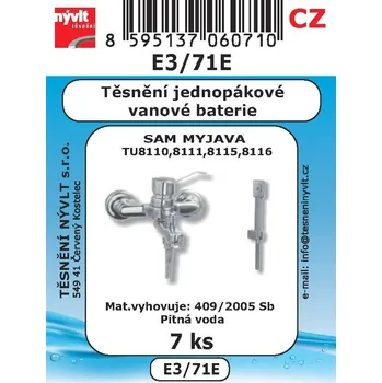 Sada těsnění Nývlt různé druhy - E3/71E pro jednopákové vanové baterie