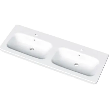 Umyvadlo Dřevojas Durastyle 130 keramické dvojumyvadlo - bílé