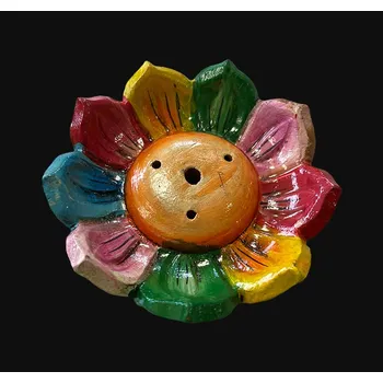 Vonná tyčinka Tibetian Incense Tibetan incense Terakotový stojánek na vonné tyčinky Tibet Lotos, Ø 8 cm