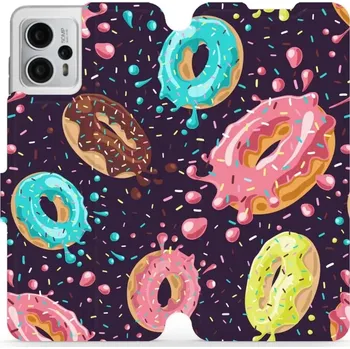 Pouzdro na mobilní telefon Flipové pouzdro Mobiwear - Motorola Moto G23 - VP19S Donutky (Knížkové flip pouzdro, obal, kryt na mobil Motorola Moto G23 - VP19S Donutky, materiál Umělá kůže + TPU - ochrana 360°, stojánek, silikonová vanička, magnetické zavírání)