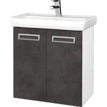 Koupelnový nábytek Dřevojas Koupelnová skříňka DOOR SZD2 60 - N01 Bílá lesk / Úchytka T39 / D16 Beton tmavý