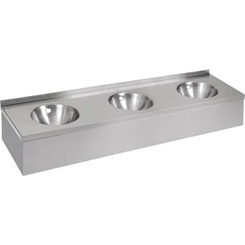 Umyvadlo Sanela SLUN 20P - Nerezové trojumyvadlo s opláštěním a přepadem (93207)