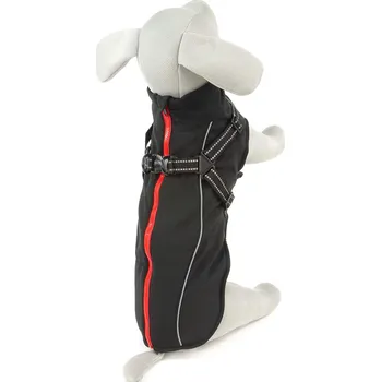 Obleček pro psa Vsepropejska Softshellová bunda pro psa s postrojem Barva: Černá, Délka zad (cm): 55, Obvod hrudníku: 66 - 71 cm