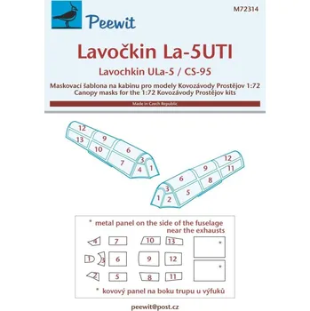 Plastikový model Peewit 1/72 Canopy mask La-5 UTI / CS-95 (KP)