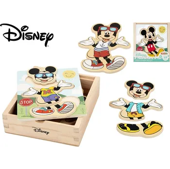Mikro trading Mickey Mouse - Vkládačka dřevěná "Obleč Mickeyho" - 19 ks