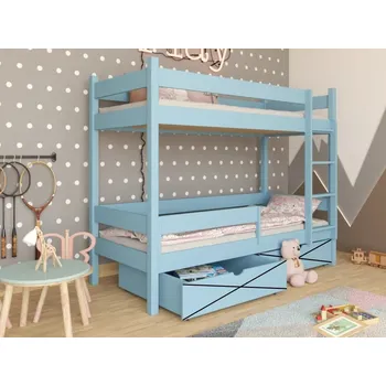 Dětská postel Patrová postel Elegant - bez úložných prostorů Barva dřeva: Modrá, Rozměry: 80x180