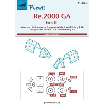 Plastikový model Peewit 1/48 Canopy mask Re.2000 GA Serie III (SP.H.)