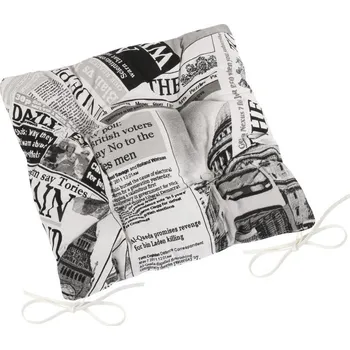 Podsedák Sedák EMA prošívaný černé noviny 40x40 cm, prošívaný