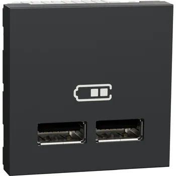 Elektrická zásuvka konektor dvojitý nabíjecí USB A+A 2.1A, 2M, Antracit Unica NU341854