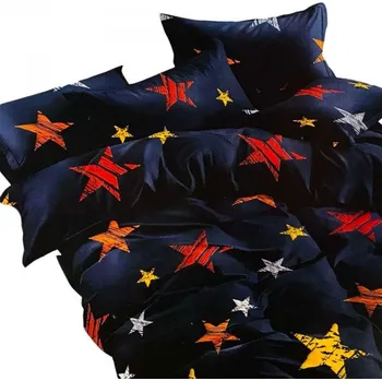 Povlečení KSTL 4-dílné francouzské povlečení 2x 70x80 cm 200x220 cm 200x230 cm Hvězdy- modré