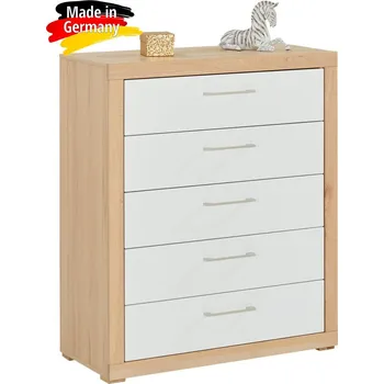 Komoda Prádelník komoda jádrový BUK masiv/bílá matná MDF BERLIN-S04-1B