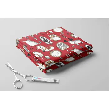 Fleece antipilling, Zvířátka mezi stromy Barva: Červená