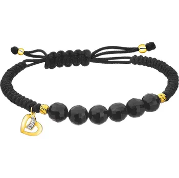 Náramek Náramek s prvky žlutého zlata s diamantem a acháty - srdce - ryzost 585 - 110.852/6