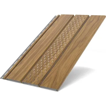 BRYZA střešní podhledová deska perforovaná plastová, délka 3M, šířka 305 mm, Ořech zlatý