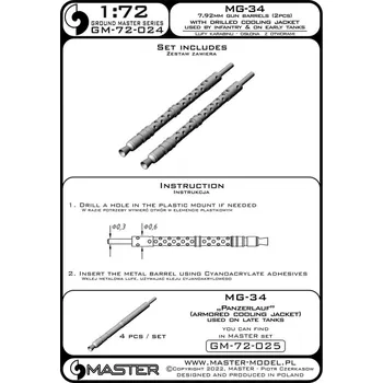 Plastikový model Master 1/72 MG-34 gun barrel w/ drilled cooling jacket