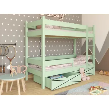 Dětská postel Patrová postel Elegant - bez úložných prostorů Barva dřeva: Zelená, Rozměry: 80x180